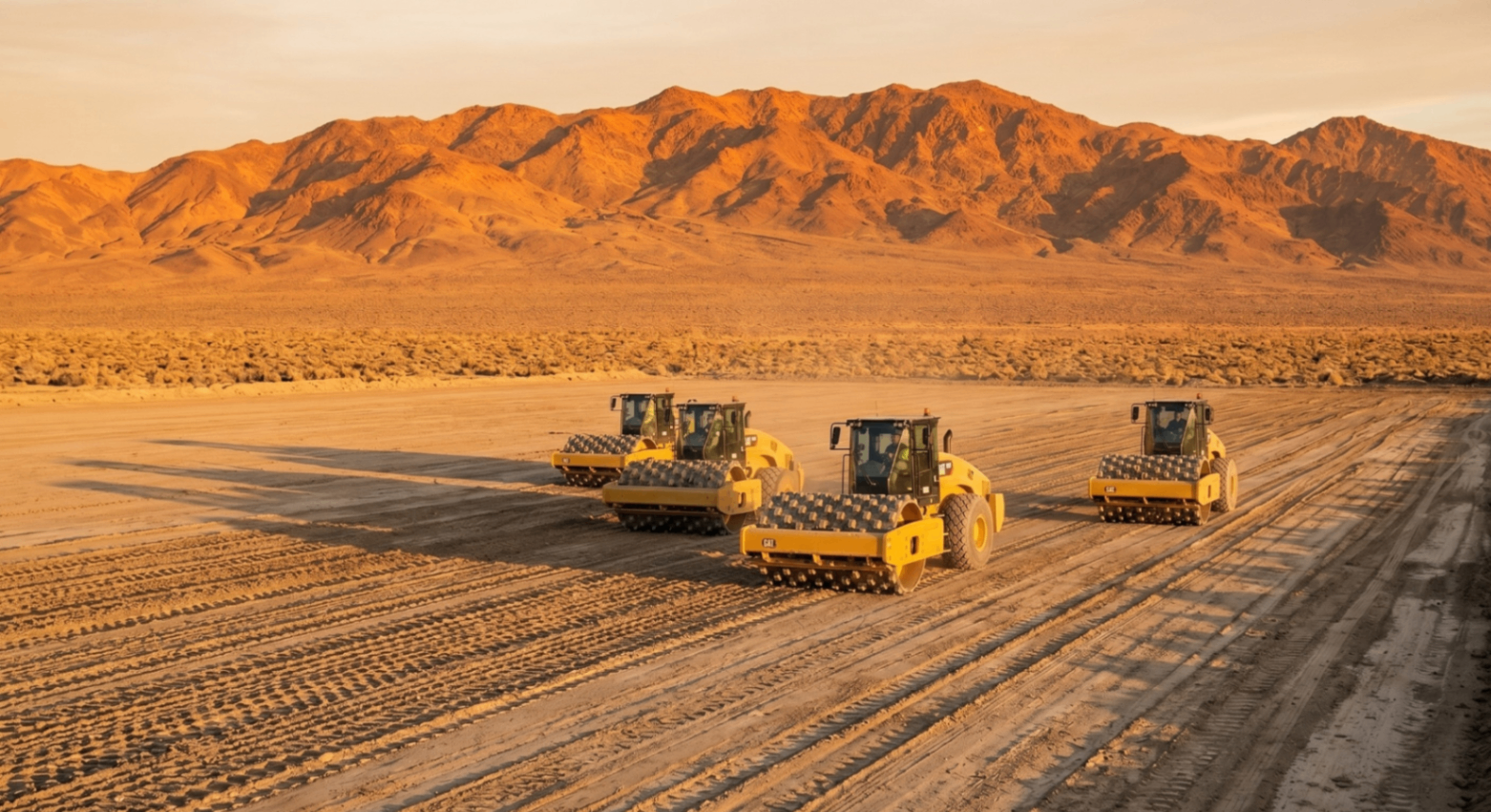 Compaction rollers preparing a finished site for turnover